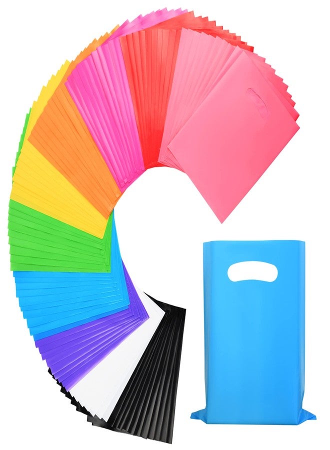 Umikk 100 Pcs Small Plastic Gift Bags, 6"x8" Party Bags for Kids Birthday, Small Plastic Bags with Handles, Party Favor Bags for Easter, Christmas, Valentine's, Craft Show, Wedding, 10 Color - Image 1